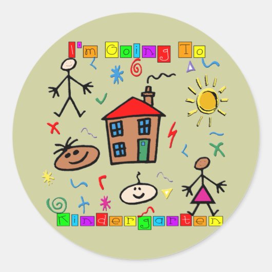 Ich gehe zum Kindergarten Runder Aufkleber (Vorderseite)