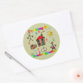 Ich gehe zum Kindergarten Runder Aufkleber (Umschlag)