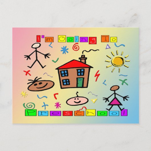 Ich gehe zur Vorschule Postkarte (Vorderseite)