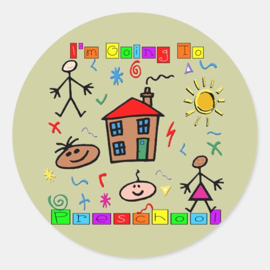 Ich gehe zur Vorschule Runder Aufkleber (Vorderseite)