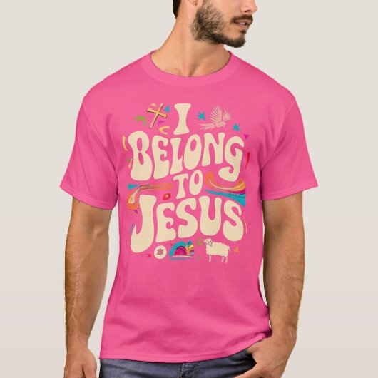 Ich gehöre zu Jesus - Hippie Groovy Religiöser Gla T-Shirt (Vorderseite)