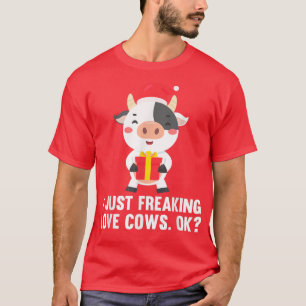 Ich gerade das Freaking Liebe Kühe Ok Weihnachten T-Shirt