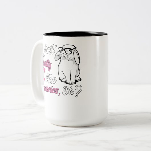 Ich gerade mag wirklich Häschen-niedliches Zweifarbige Tasse (Vorderseite Links)
