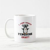 Ich gerade mag wirklich Penguins-Zitat-Tasse Kaffeetasse (Links)