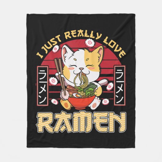 Ich gerade wirklich Liebe Ramen Kawaii Anime Cat R Fleecedecke (Vorderseite)
