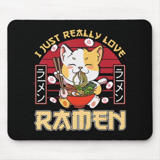Ich gerade wirklich Liebe Ramen Kawaii Anime Cat R Mousepad (Vorne)