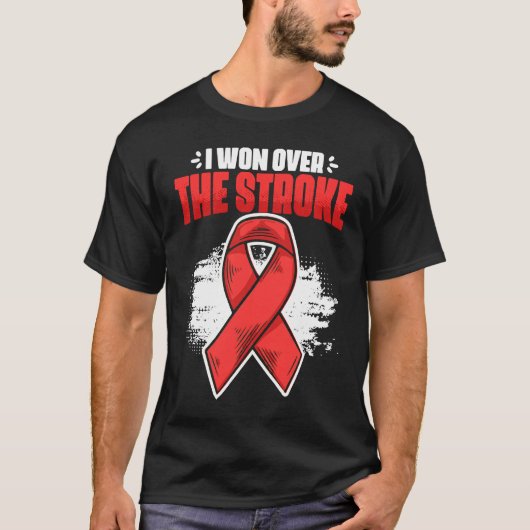 Ich gewann gegen Schlaganfall-Überlebenden Rote-Sc T-Shirt (Vorderseite)