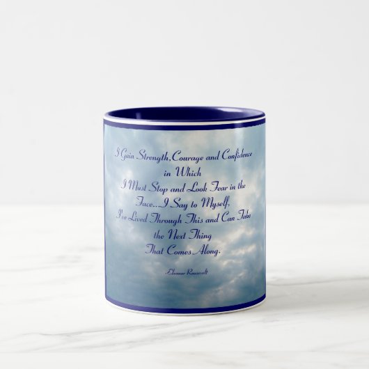 Ich gewinne Stärke, Mut und Confidenc… Zweifarbige Tasse (Mittel)