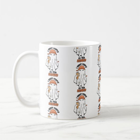 Ich ghost Menschen das ganze Jahr rund um Funny Gh Kaffeetasse (Links)