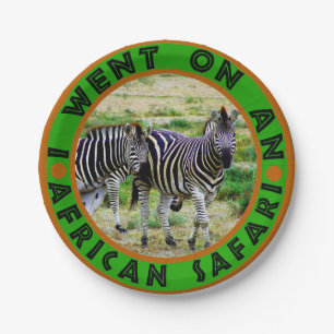 Ich ging auf einem afrikanischen Safari-Zebra-Paar Pappteller