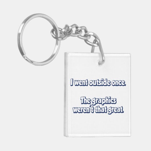 Ich ging Außenseite einmal. Grafiken waren nicht Schlüsselanhänger (Vorderseite links)