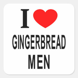 ICH ❤️ GINGERBREAD MÄNNER I LIEBE GINGERBREAD MÄNN QUADRATISCHER AUFKLEBER