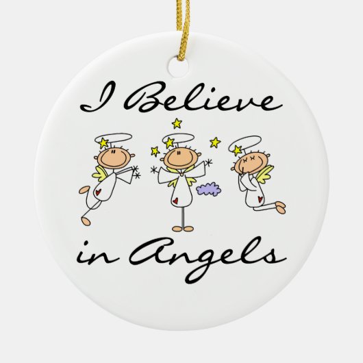 Ich glaube an Angels T - Shirt und Geschenke Keramikornament (Vorne)