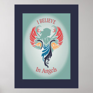 Ich glaube an Angels Wood Topped Wall Tapestes Poster