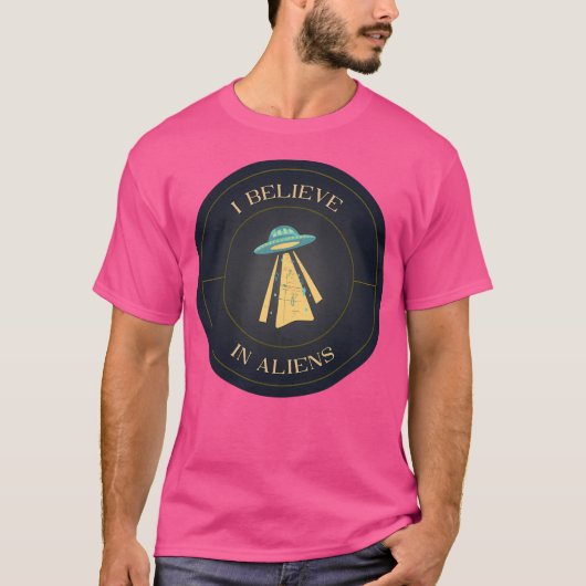 Ich glaube an Außerirdischen Ufo fliegt Saucer T-Shirt (Vorderseite)
