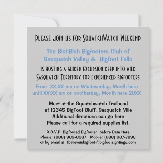 Ich glaube an Bigfoot Einladung (Rückseite)