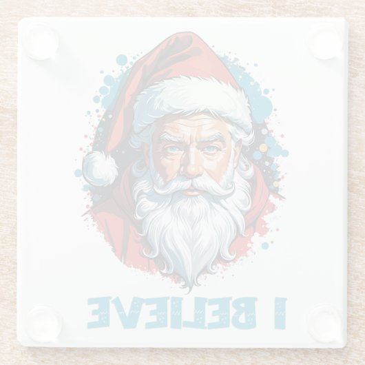Ich glaube an das Design des Santa Claus Graffiti. Glasuntersetzer (Rückseite)
