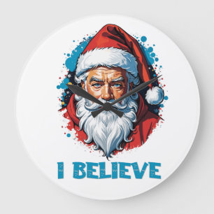 Ich glaube an das Design des Santa Claus Graffiti. Große Wanduhr