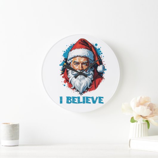 Ich glaube an das Design des Santa Claus Graffiti. Große Wanduhr (Zuhause)