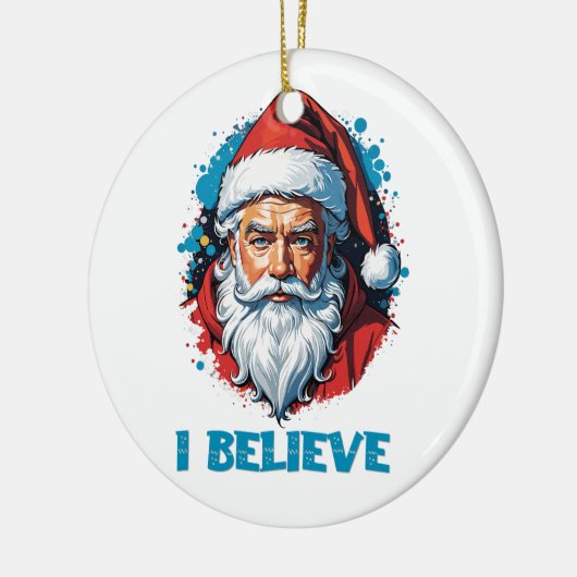 Ich glaube an das Design des Santa Claus Graffiti. Keramik Ornament (Links)