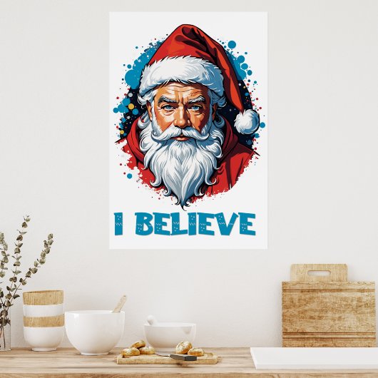 Ich glaube an das Design des Santa Claus Graffiti. Poster (Küche)