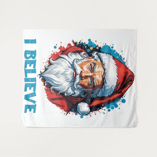 Ich glaube an das Design des Santa Claus Graffiti. Wandteppich (Vorderseite (Horizontal))