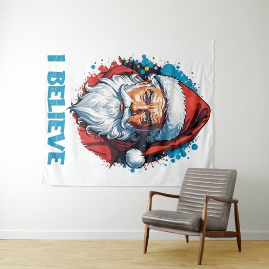 Ich glaube an das Design des Santa Claus Graffiti. Wandteppich (Beispiel (Horizontal))