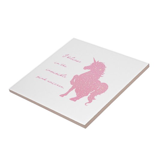 Ich glaube an das unsichtbare rosa Einhorn. Fliese (Seite)