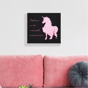 Ich glaube an das unsichtbare rosa Einhorn. Leinwanddruck