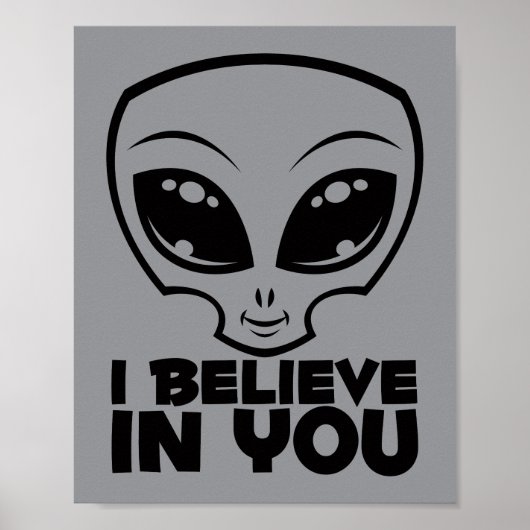 Ich glaube an deine Alien in schwarzer Linie Poster (Vorne)
