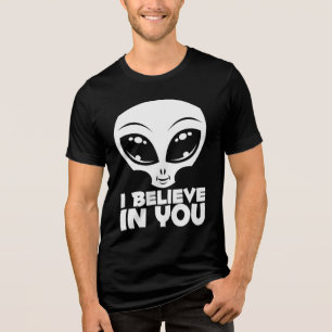 Ich glaube an deine Alien in Weiß Tri-Blend Shirt
