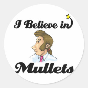 ich glaube an den Mullet Runder Aufkleber