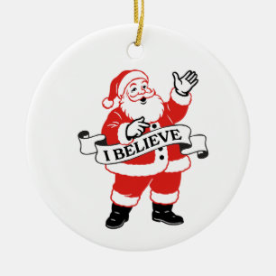 Ich glaube an den Weihnachtsmann - Vintage-Kunst Keramik Ornament