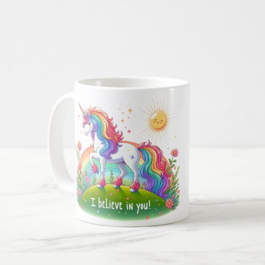 Ich glaube an dich Einhorn Kaffeetasse (Vorderseite Links)