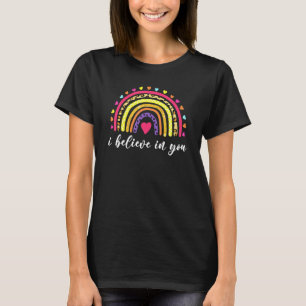 Ich glaube an dich Regenbogen-Leoparden-Druck-Test T-Shirt