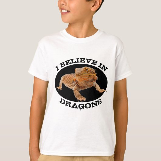 "Ich glaube an Drachen" mit Barted Dragon T-Shirt (Vorderseite)