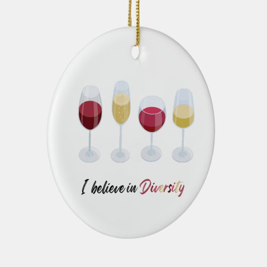 Ich glaube an eine Weinbrille aus Diversity Keramik Ornament (Rechts)