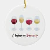 Ich glaube an eine Weinbrille aus Diversity Keramik Ornament (Vorne)