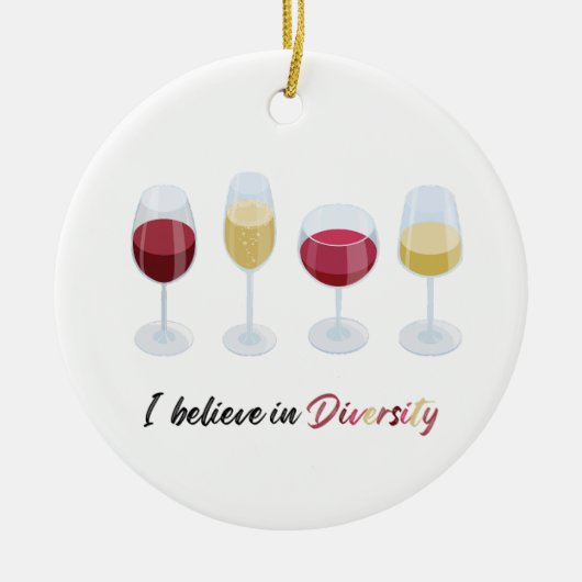 Ich glaube an eine Weinbrille aus Diversity Keramik Ornament (Vorne)