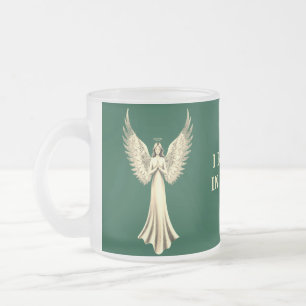Ich glaube an Engel   Golden Angel Wings Green Mattglastasse