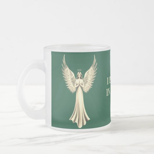 Ich glaube an Engel | Golden Angel Wings Green Mattglastasse (Links)