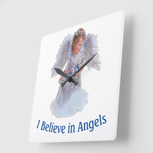 Ich glaube an Engel Quadratische Wanduhr (Winkel)