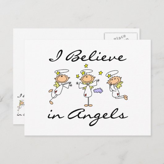 Ich glaube an Engel T - Shirt und Geschenke Postkarte (Vorne/Hinten)