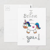 Ich glaube an EUCH! Einhorn Postkarte (Vorne/Hinten)