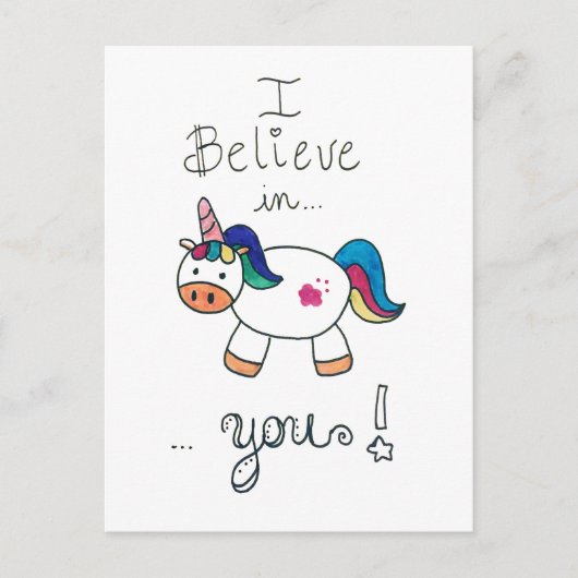 Ich glaube an EUCH! Einhorn Postkarte (Vorderseite)