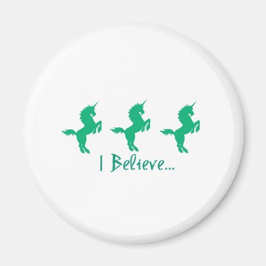 Ich glaube an grünes Einhorndesign Magnet (Vorne)