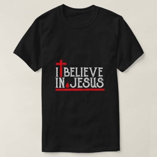 Ich glaube an Jesus - Christlicher Glaube Kreuz Bl T-Shirt (Design vorne)