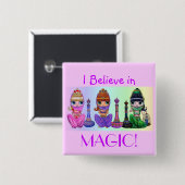 Ich glaube an Magie! Niedliche Little Genie Dolls Button (Vorne & Hinten)