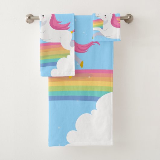 Ich glaube an magisches Regenbogenunicorn-Tuch-Set Badhandtuch Set (Insitu)
