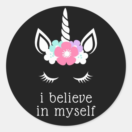 Ich glaube an mich selbst runder aufkleber (Vorderseite)